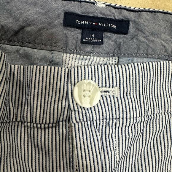 Tommy Hilfiger Pants Womens Ankle A La Cheville Blue White Seersucker Striped 14 - Picture 5 of 6